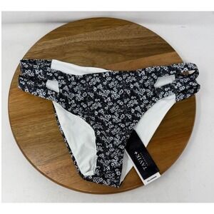 TAVIK Chloe Swimsuit Bottoms XS Black‎ White Floral Print Strappy Full Coverage